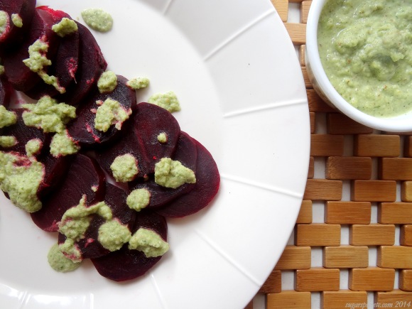 Drizzle the pesto over the beets, or just gob them on like I did.